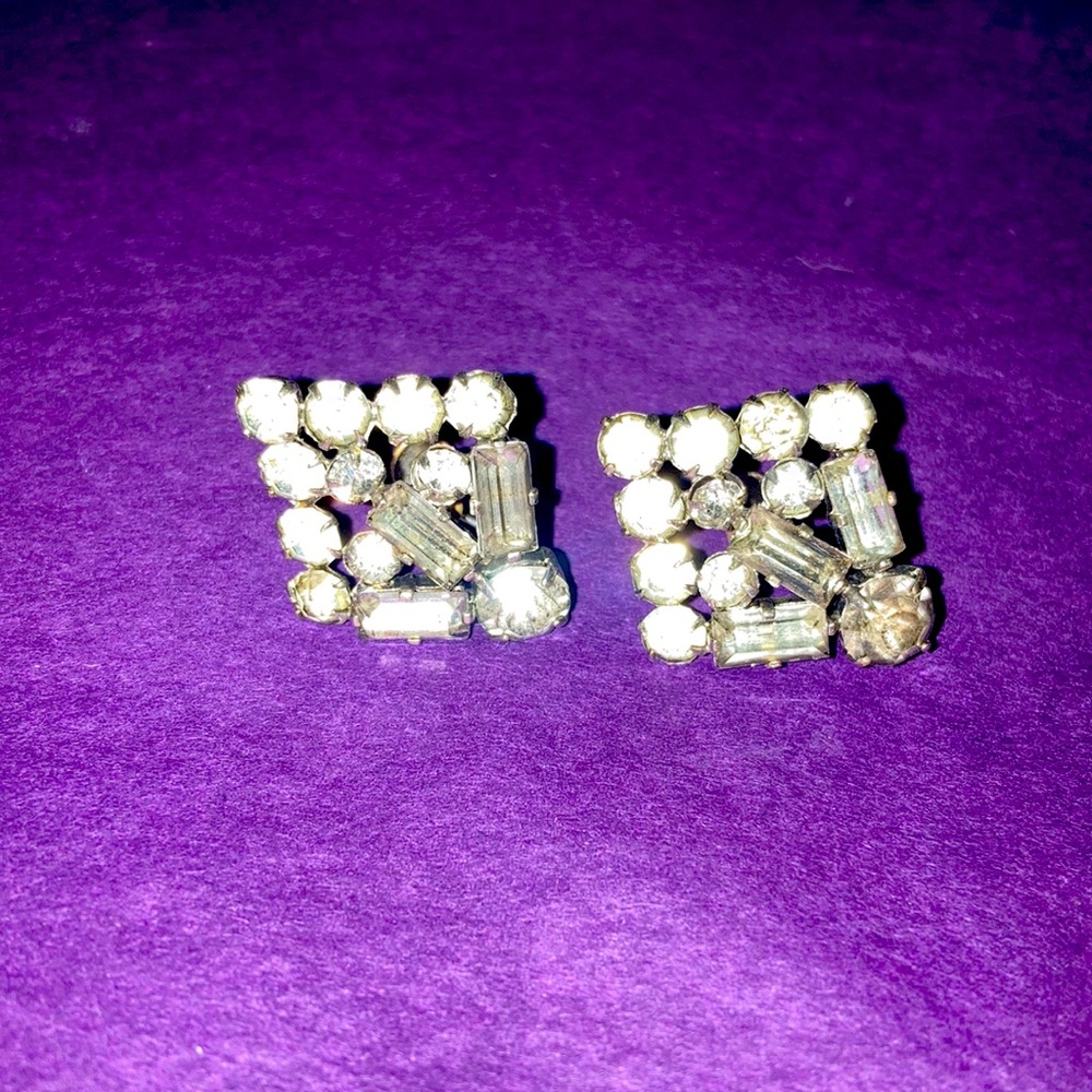 Made in Czechoslovakia 1940s VERY antique crystal earrings